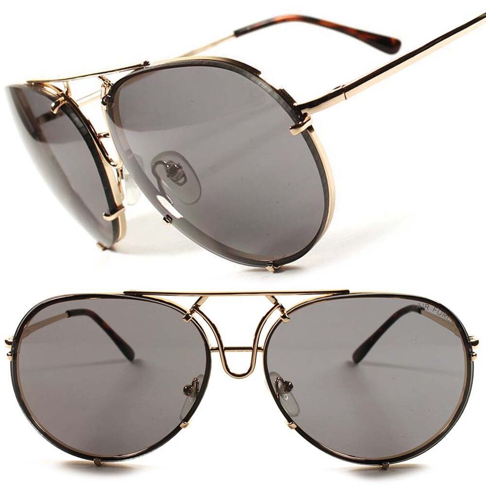 Designer Classic Retro Air Force Style Womens Mens Sexy Gold Rimless Sunglasses